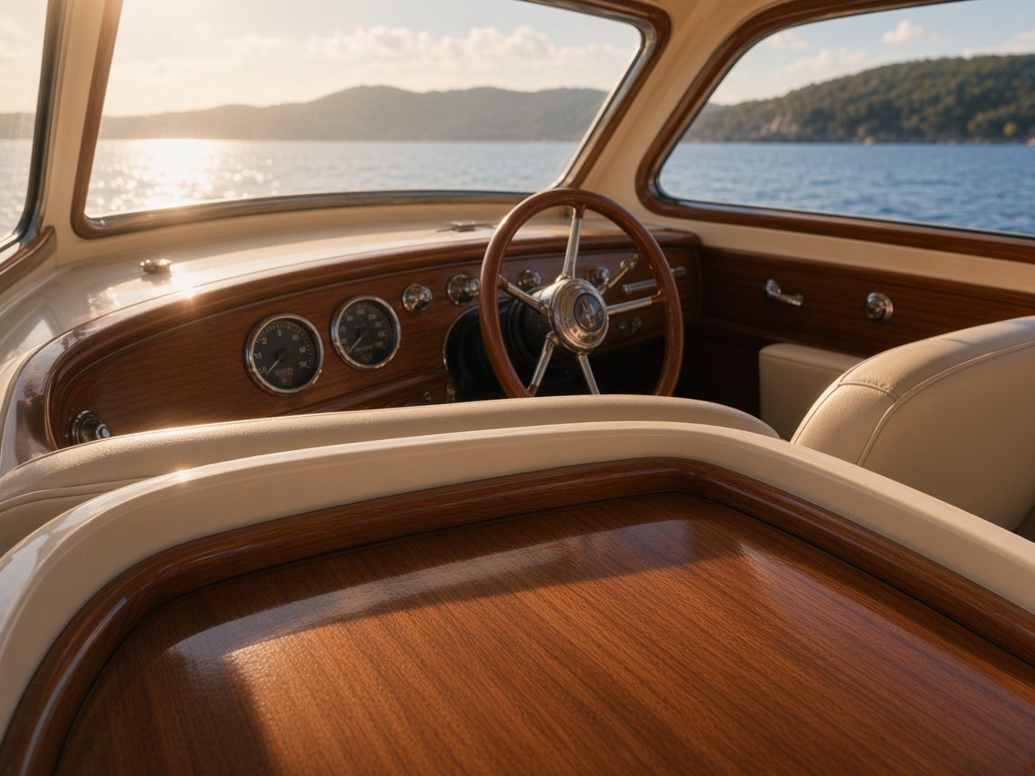 Cockpit of the classic dayboat, where the helm scenes are set